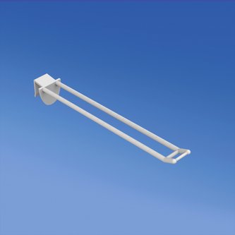 Prendedor de plástico duplo universal mm. 200 branco para mm de espessura. 16 com pequeno suporte de preço