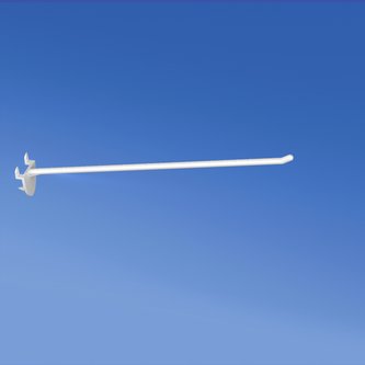 Gancho simple de plástico blanco con puntas para inserción automática L. 250 mm