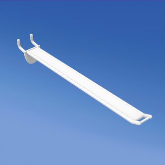 Wide reinforced prong white for honeycomb panels 16 mm. thick, small price holder, mm. 250