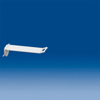 Prendedor de plástico largo universal mm. 100 branco com pequeno suporte de preço