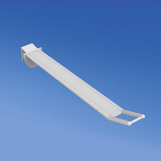 Pinza universal ancha de plástico reforzado mm. 200 blanco para espesor mm. 16 con porta precios grande
