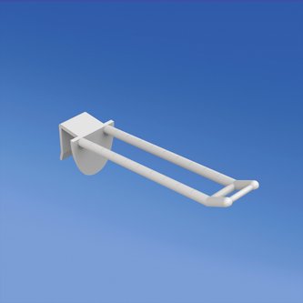 Universal double plastic prong mm. 100 white for thick mm. 16 with small price holder