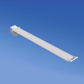 Universal wide reinforced plastic prong mm. 200 white for thickness mm. 16 with small price holder