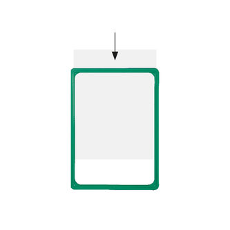 Cadre en pvc vert pour affichette A5, ouverture petit côte