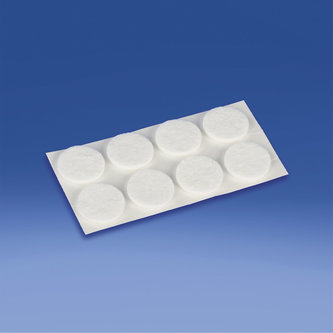 Almohadilla de fieltro blanco adhesivo, diámetro mm. 24, espesor mm. 3,5