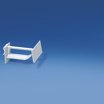 Broche in plastica universale larga con porta etichette fisso - bianca lungh. mm. 50