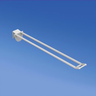 Prendedor de plástico duplo universal mm. 250 branco para mm de espessura. 16 com pequeno suporte de preço
