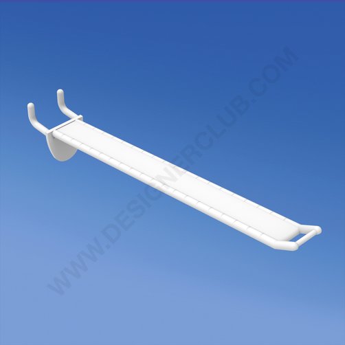 Wide reinforced prong white for honeycomb panels 16 mm. thick, small price holder, mm. 200