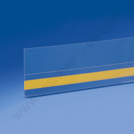 Profilo porta prezzi piatto, 1 piega, adesivo,aletta posteriore bassa mm. 60 x 1000 pvc cristallo