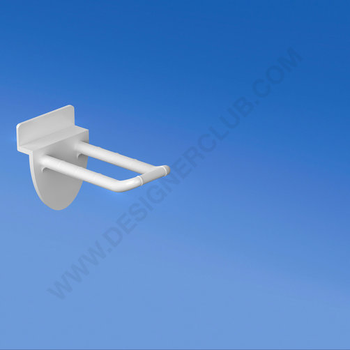 Double prong white for slatwall 50 mm with rounded front for label holders