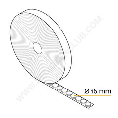 Klettverschluss-Pad Durchmesser mm. 16 weiß