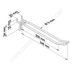 Double metal prong for slatwall mm. 250