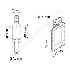 Taschen-Etikettenhalter mm. 25x38 für Drahtdurchmesser mm. 4