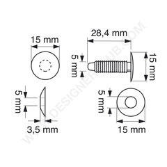 Automatiske knapper hoved mm. 15 (sab 15/22) hvid