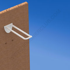 Double plastic prong white with double hook clip for pegboard 100 mm. Whit rounded front for label holders