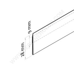 Profil porte-étiquettes adhésif simple pli 28 x 1000 mm pvc antireflet