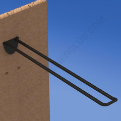 Double plastic prong black with double hook clip for pegboard 250 mm. Whit rounded front for label holders