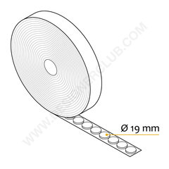 Klettverschluss-Pad Durchmesser mm. 19 weiß