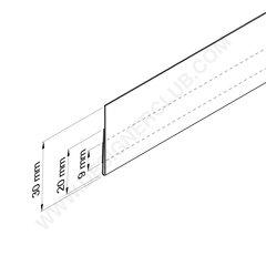 Flacher Datenstreifen - Kleber im unteren Teil - niedriger Rückenteil mm. 30 x 1000 blendfreies pvc