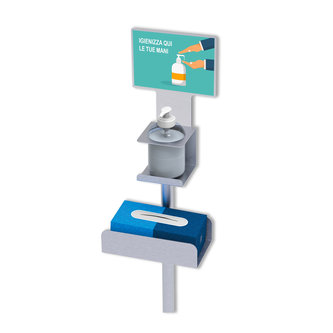 FLOOR STANDS WITH HAND SANITIZER DISPENSER HOLDERS AND DISPOSABLE GLOVES HOLDER