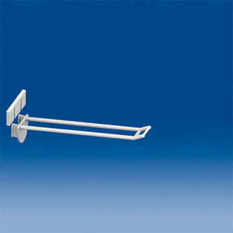 Double plastic prong white mm. 150 with antitheft and small price holder