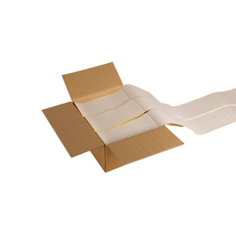 Air self-adhesive bended labels in vellum paper 102 x 128 mm.