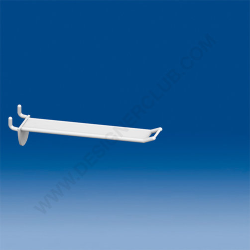 Prendedor largo de fixação branco para quadro de pega mm. 150 com pequeno suporte de preço