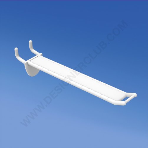 Wide reinforced prong white for honeycomb panels 16 mm. thick, small price holder, mm. 150