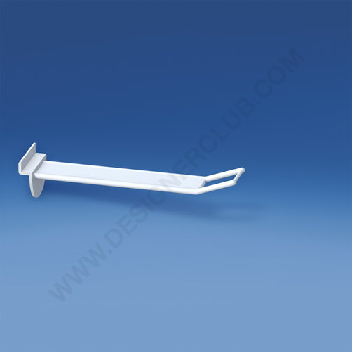 Broche (gancio) larga rinforzata bianca in plastica per pannelli dogati con p. e. lungo lungh. mm. 150