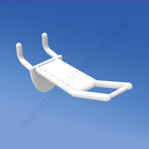Wide reinforced prong white for honeycomb panels 16 mm. thick, big price holder, mm. 50