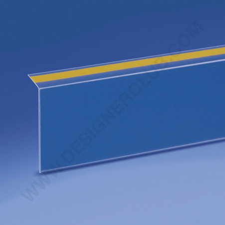 Profil porte-étiquettes adhésif à 90° 60 x 1000 mm. - ailette arrière 20 mm. pvc cristal