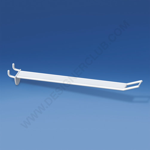 Wide reinforced prong white for honeycomb panels 10-12 mm. thick, big price holder, mm. 250