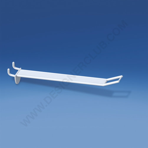 Wide reinforced prong white for honeycomb panels 10-12 mm. thick, big price holder, mm. 200