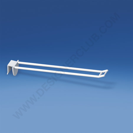 Prendedor de plástico duplo universal mm. 200 branco para espessura mm. 10-12 com pequeno suporte de preço