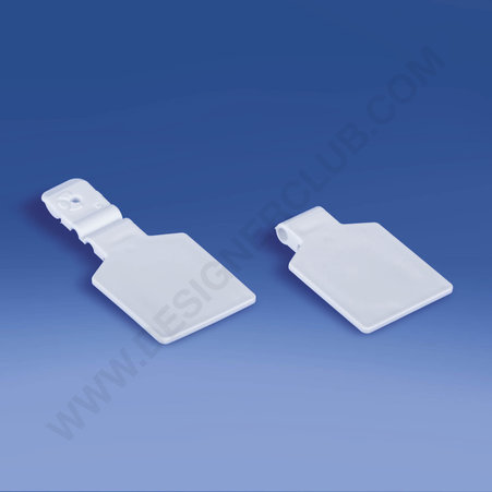 Weißer Etikettenhalter für Doppelzacken mit Clip Durchm. mm. 3