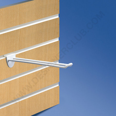 Double prong white for slatwall 200 mm.