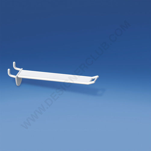 Wide reinforced prong white for honeycomb panels 10-12 mm. thick, small price holder, mm. 150