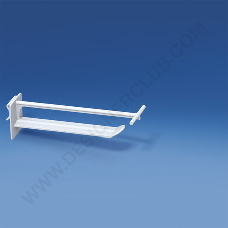 Broche (gancio) in plastica universale larga con supporto porta prezzi - bianca lungh. mm. 120