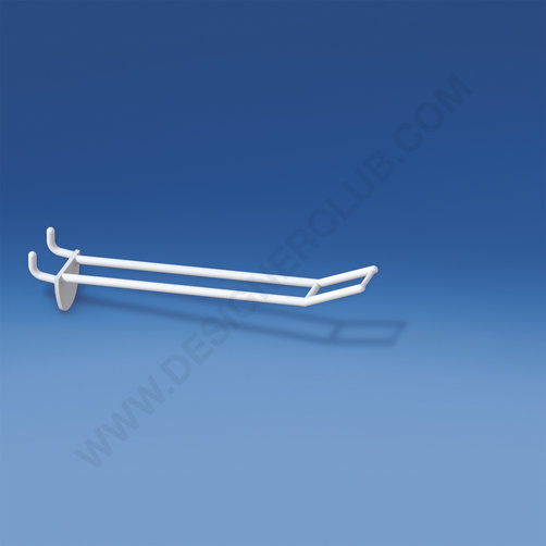 Duplo prendedor branco para painéis alveolares de 10-12 mm. de espessura, grande suporte de preço, mm. 150