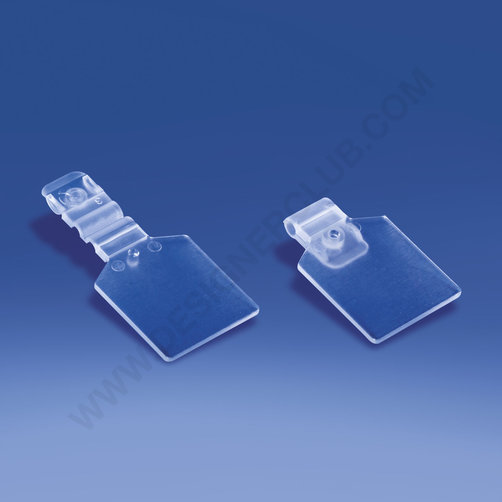 Clear label holder for double prongs with clip diam. mm. 3