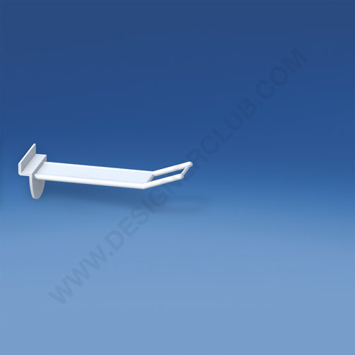 Wire reinforced slatwall prong white with big price holder mm. 100