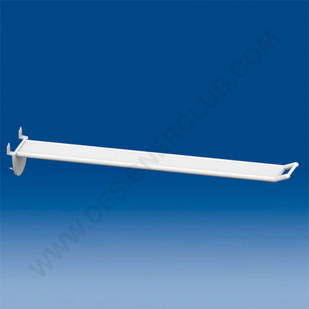Wide plastic prong white automatic hook mm. 250 with small price holder