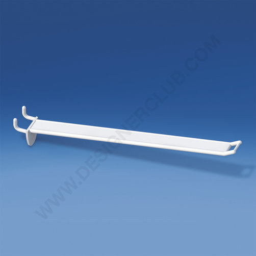 Wide reinforced prong white for honeycomb panels 10-12 mm. thick, small price holder, mm. 250