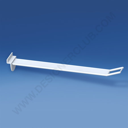 Broche (gancio) larga rinforzata bianca in plastica per pannelli dogati con p. e. lungo lungh. mm. 250