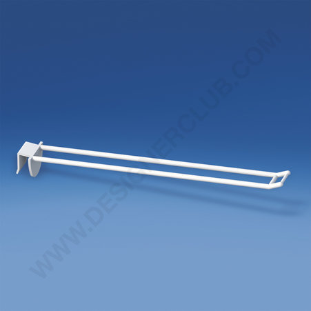 Prendedor de plástico duplo universal mm. 250 branco para espessura mm. 10-12 com pequeno suporte de preço