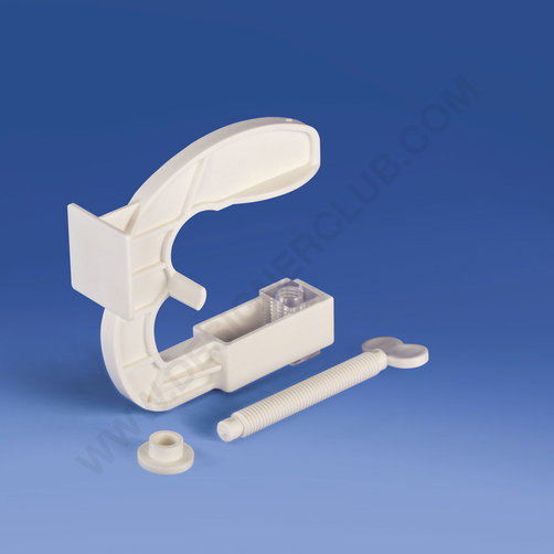 Flat-faced high resistance white shelf clamp