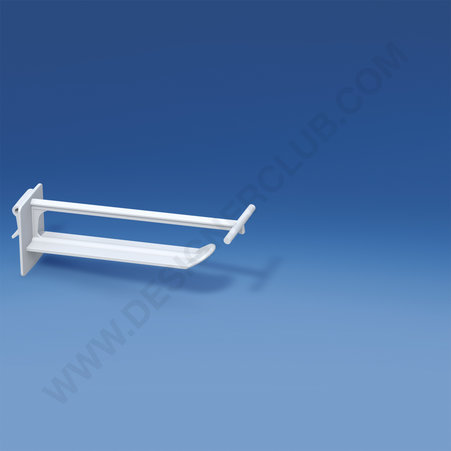 Broche (gancio) in plastica universale larga con supporto porta prezzi - bianca lungh. mm. 100