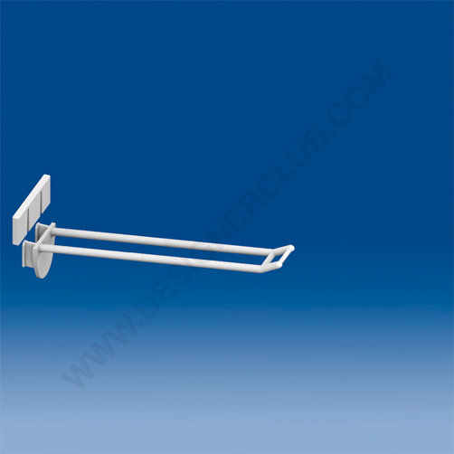 Double plastic prong white mm. 150 with antitheft and small price holder