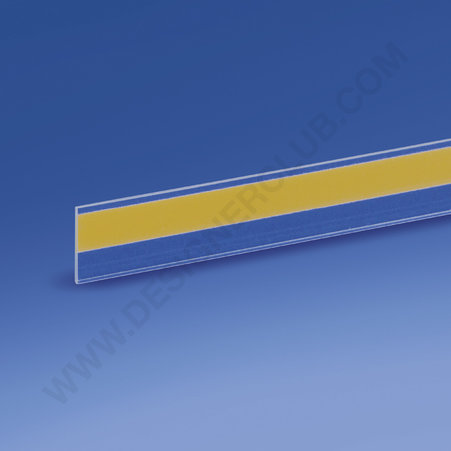 Profilo porta prezzi piatto, 1 piega, adesivo mm. 18 x 1000 pvc cristallo
