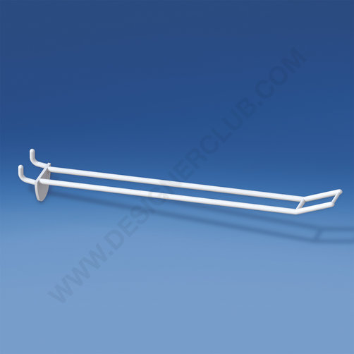 Duplo prendedor branco para painéis alveolares de 10-12 mm. de espessura, grande suporte de preço, mm. 250